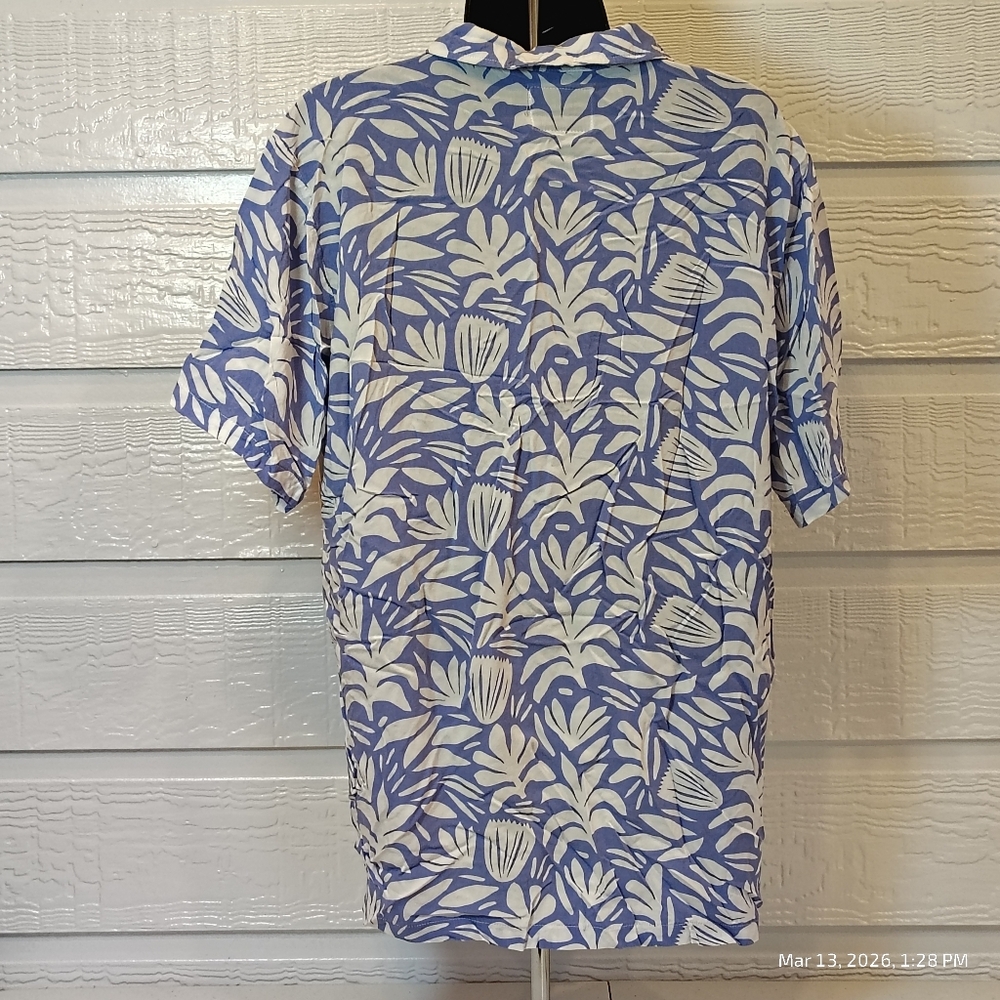 ALL FENIX MELBOURNE AUSTRALIA WOMENS LG BLUE HAWAIIAN BUTTON DOWN SHIRT - Picture 5 of 5